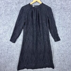 Elegance Paris Shift Dress Women Black Jacquard Sparkle Shimmer Back Zip Elegant